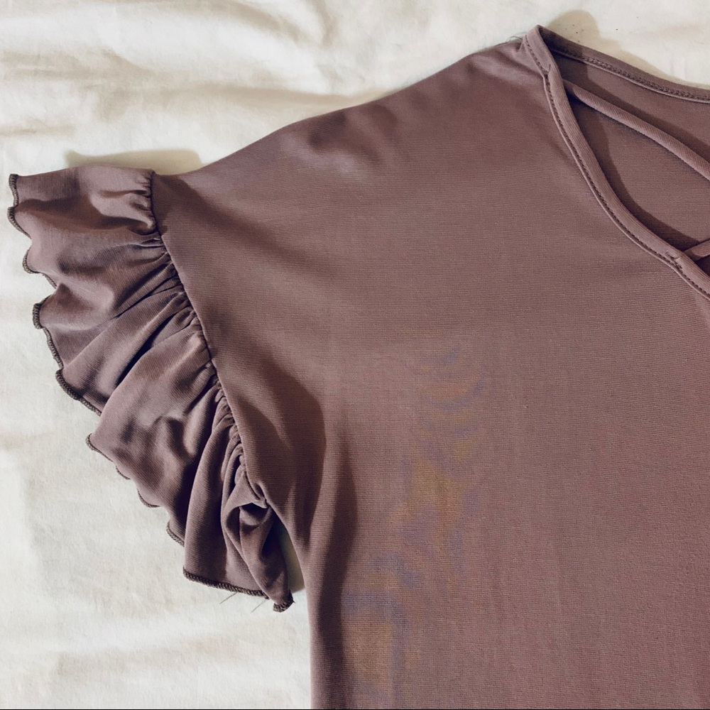 3 for $25 Pastel Purple Flutter Sleeve Shirt